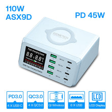 Load image into Gallery viewer, Wireless Charging Station With 8 USB Charger Ports