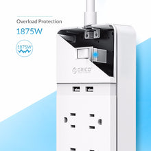Load image into Gallery viewer, Power Strip 8/10 AC Outlets with 2 USB Ports