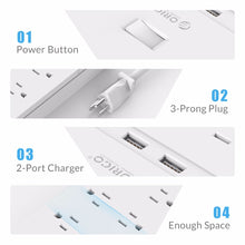 Load image into Gallery viewer, Power Strip 8/10 AC Outlets with 2 USB Ports
