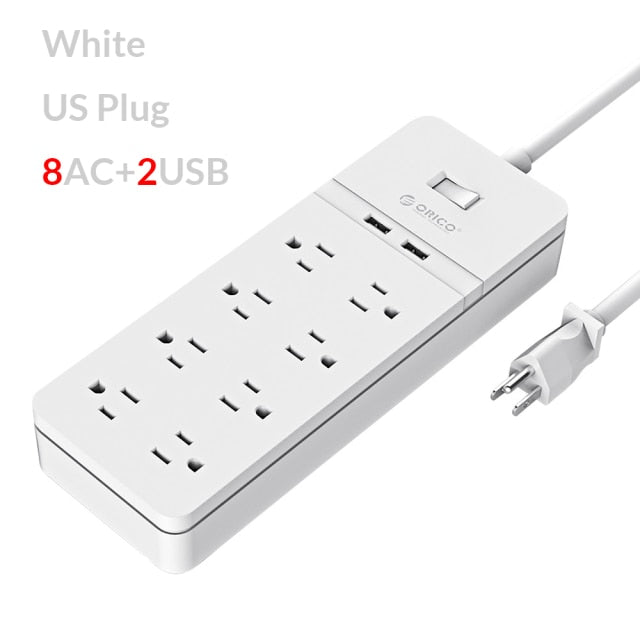 Power Strip 8/10 AC Outlets with 2 USB Ports