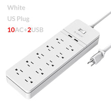 Load image into Gallery viewer, Power Strip 8/10 AC Outlets with 2 USB Ports
